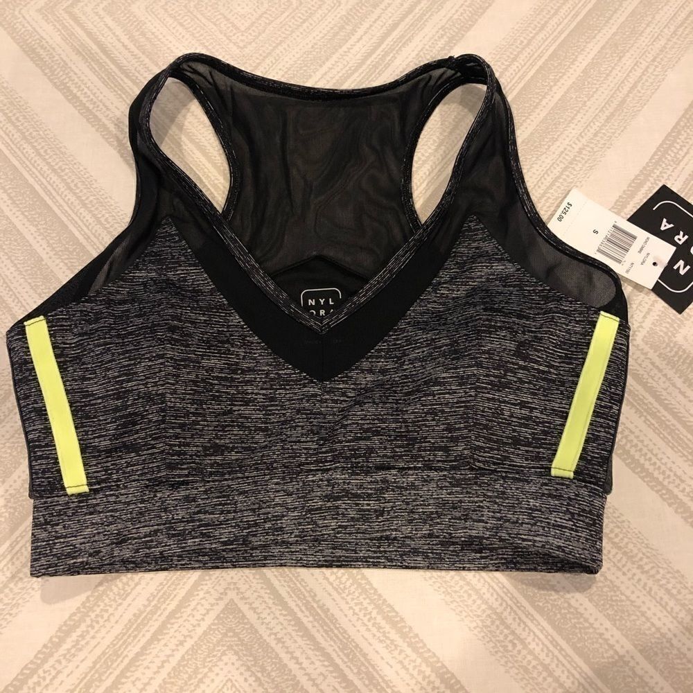 Nylora Black & White + Neon & Mesh Sports Bra